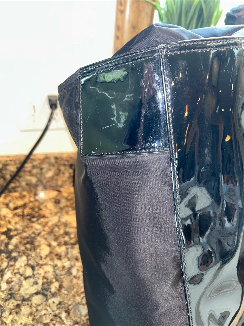 Tory Burch Black Nylon Tote with Patent Logo Detail - Picture 8 of 16
